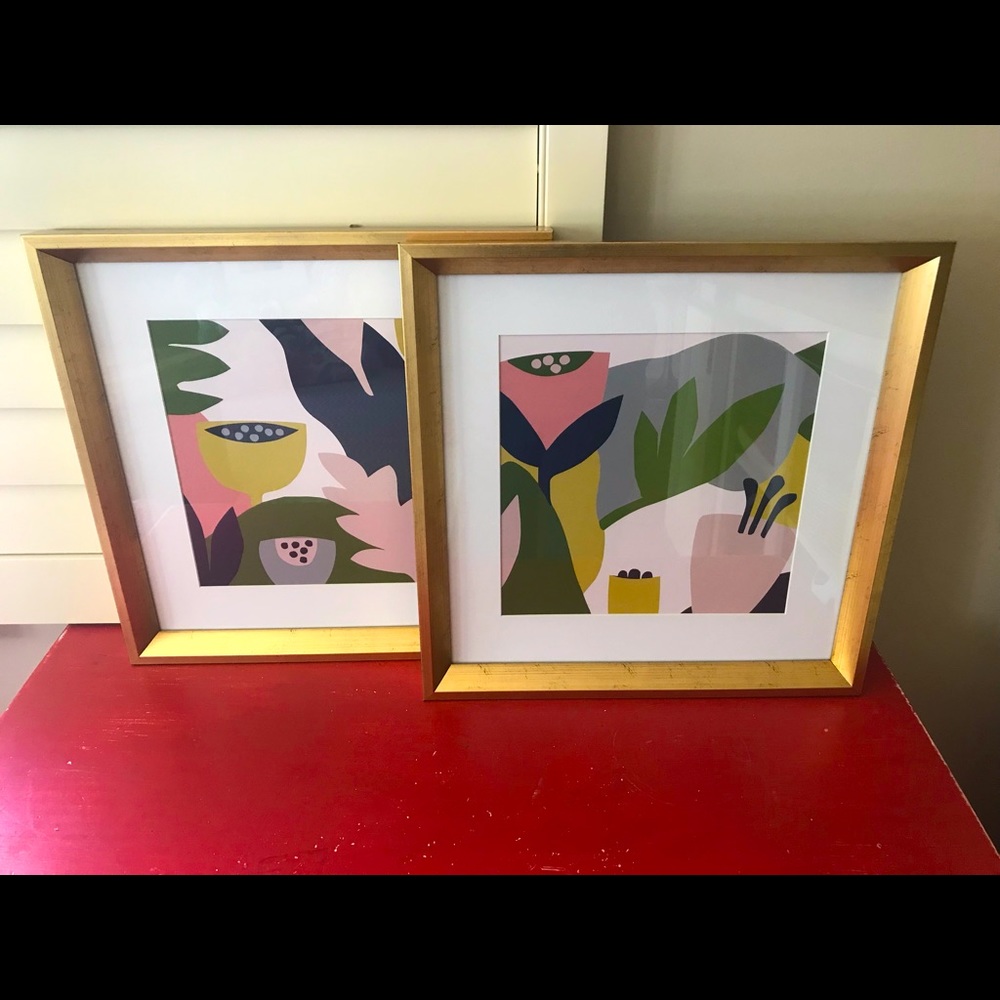 Kate and Laurel Abstract Floral Print Art Set